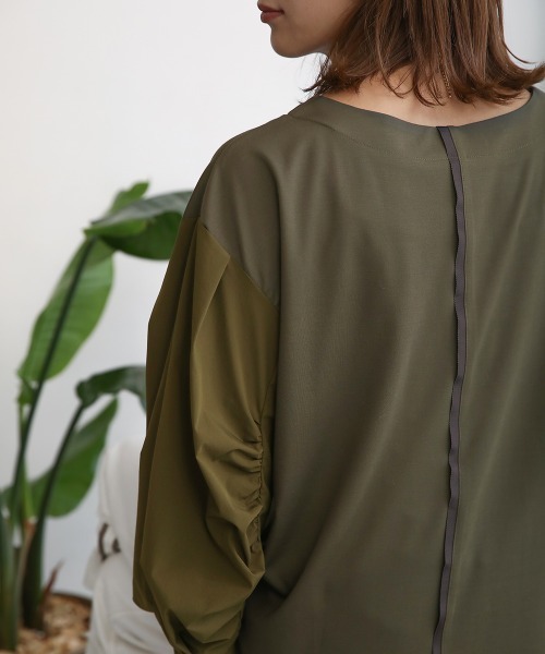 Bou Jeloud（ブージュルード）の「ドッキングカーブスリーブトップス（Tシャツ/カットソー・レディース・ブラック/ベージュ/カーキ・FREE）」の10枚目の写真