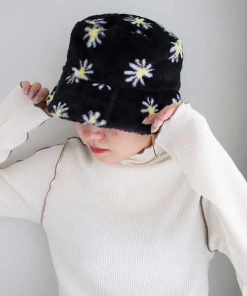 GeeRA（ジーラ）の「フェイクファーバケットハット（ハット・レディース・ブラック/ベージュ/アイボリー/その他/パイソン・FREE）」の4枚目の写真