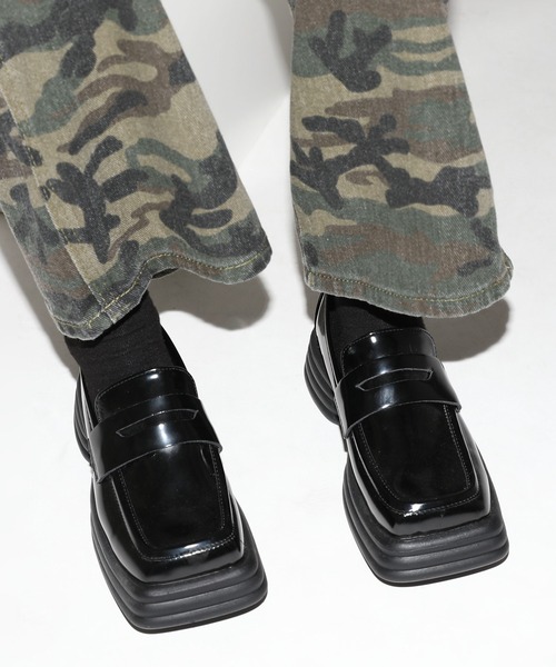 apart by lowrys スクエアローファー ブラック 23-23.5cm 最新情報 lowrys by apart スクエアローファー 23-23.5cm