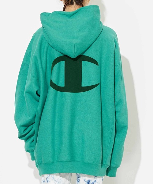 Champion（チャンピオン）の「X-girl × Champion REVERSE WEAVE HOODIE（パーカー・レディース・ブラック/ホワイト/グリーン・S/M）」の3枚目の写真