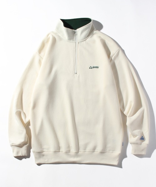 GERRY(ジェリー)の「【GERRY/ジェリー】ロゴ刺繍 TC裏毛 ハーフジップ プルオーバー スウェット(スウェット・メンズ・ホワイト/ダークグリーン/パープル/杢グレー/ホワイト系その他/ダークグレー・LL/M/L)」の3枚目の写真