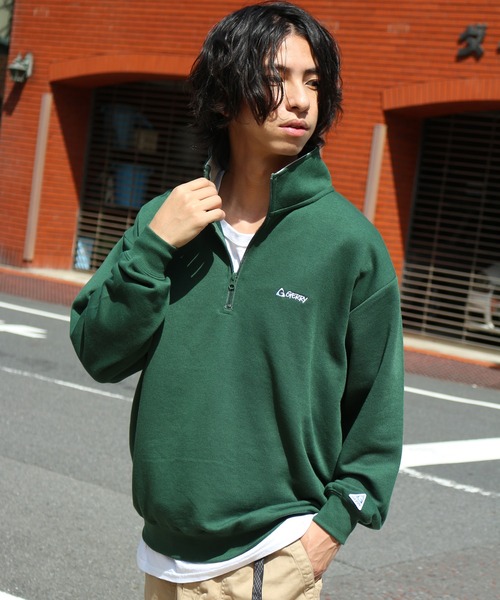 GERRY(ジェリー)の「【GERRY/ジェリー】ロゴ刺繍 TC裏毛 ハーフジップ プルオーバー スウェット(スウェット・メンズ・ホワイト/ダークグリーン/パープル/杢グレー/ホワイト系その他/ダークグレー・LL/M/L)」の18枚目の写真