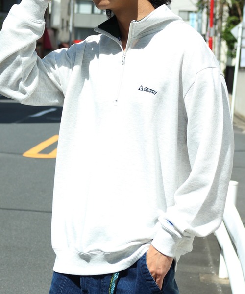 GERRY(ジェリー)の「【GERRY/ジェリー】ロゴ刺繍 TC裏毛 ハーフジップ プルオーバー スウェット(スウェット・メンズ・ホワイト/ダークグリーン/パープル/杢グレー/ホワイト系その他/ダークグレー・LL/M/L)」の13枚目の写真