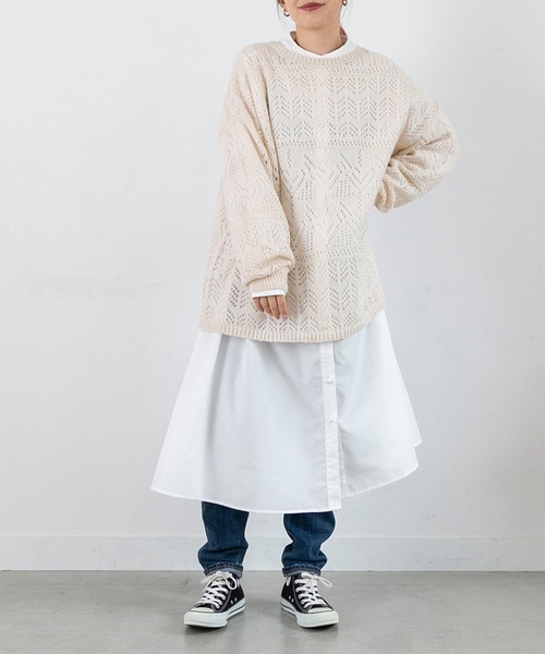 PICHI（ピイチ）の「ノーカラーテントシルエットワンピース（シャツワンピース・レディース・ホワイト/ブラック・LONG/REGULAR）」の10枚目の写真