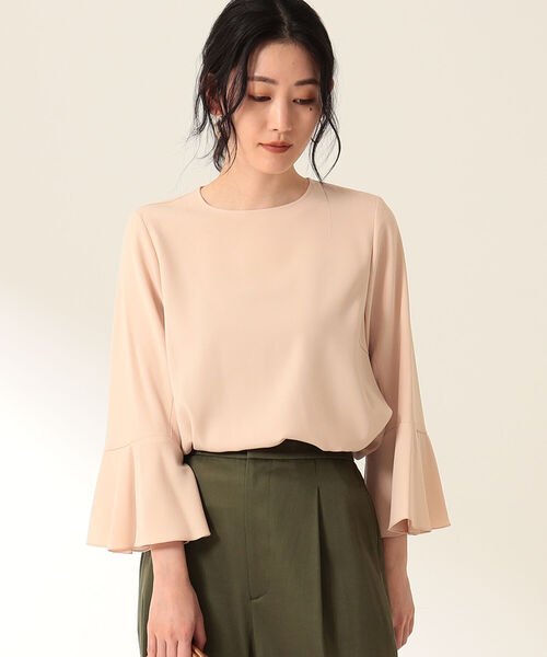 「Demi-Luxe BEAMS」 半袖ブラウス 36 ブラウン レディース Demi-Luxe BEAMS ブラウス シャツ オーガンジー リボンブラウス