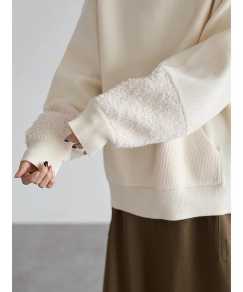 rem closet（レムクローゼット）の「ラグジャガード切替えニットパーカー（ニット/セーター・レディース・アイボリー/グレイッシュベージュ/ブラック・FREE）」の13枚目の写真