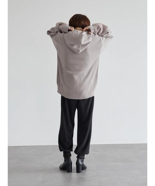 rem closet（レムクローゼット）の「ラグジャガード切替えニットパーカー（ニット/セーター・レディース・アイボリー/グレイッシュベージュ/ブラック・FREE）」の4枚目の写真