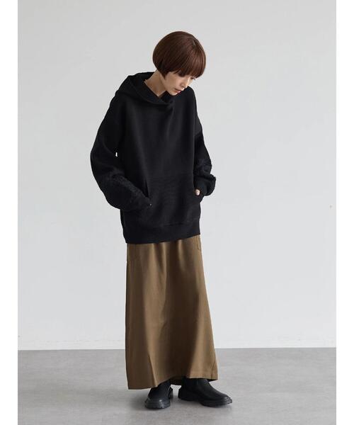 rem closet（レムクローゼット）の「ラグジャガード切替えニットパーカー（ニット/セーター・レディース・アイボリー/グレイッシュベージュ/ブラック・FREE）」の9枚目の写真