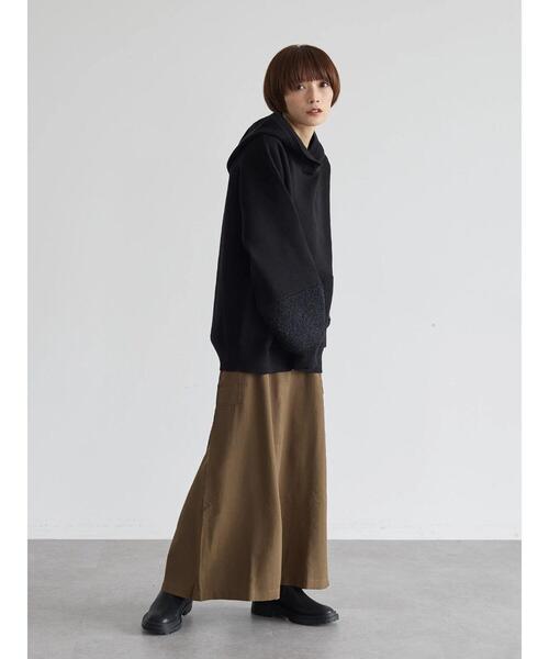 rem closet（レムクローゼット）の「ラグジャガード切替えニットパーカー（ニット/セーター・レディース・アイボリー/グレイッシュベージュ/ブラック・FREE）」の10枚目の写真