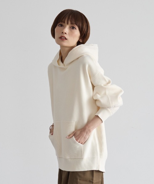 rem closet（レムクローゼット）の「ラグジャガード切替えニットパーカー（ニット/セーター・レディース・アイボリー/グレイッシュベージュ/ブラック・FREE）」の18枚目の写真