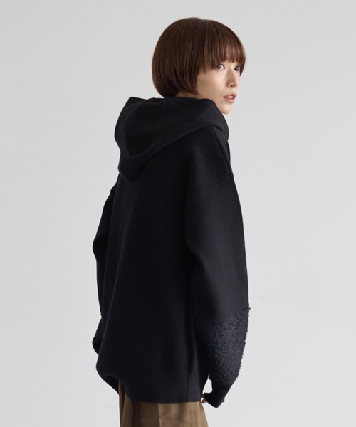 rem closet（レムクローゼット）の「ラグジャガード切替えニットパーカー（ニット/セーター・レディース・アイボリー/グレイッシュベージュ/ブラック・FREE）」の7枚目の写真