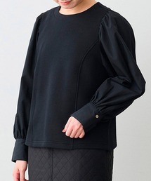 IEDIT ふんわり袖デザインが華やかな 異素材切り替えプルオーバー