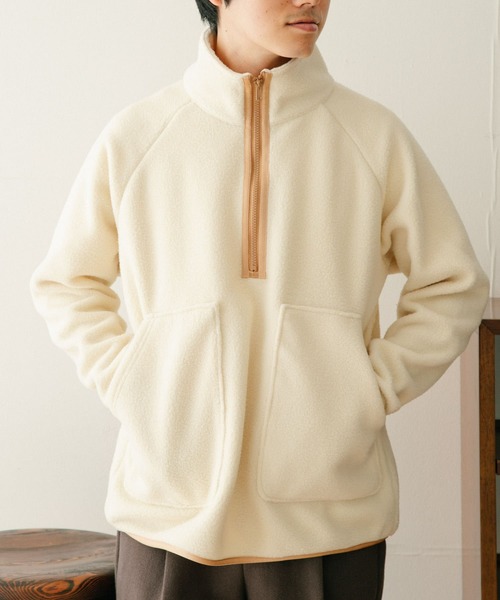 ITEMS URBANRESEARCH(アイテムズ アーバンリサーチ)の「フリース ハーフZIPハイネックプルオーバー(その他トップス・メンズ・ブラック/オフホワイト/グリーン・MEDIUM/LARGE)」の2枚目の写真