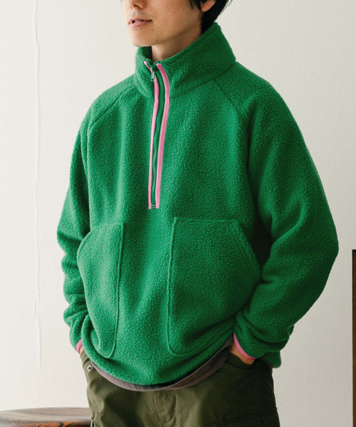 ITEMS URBANRESEARCH(アイテムズ アーバンリサーチ)の「フリース ハーフZIPハイネックプルオーバー(その他トップス・メンズ・ブラック/オフホワイト/グリーン・MEDIUM/LARGE)」の1枚目の写真