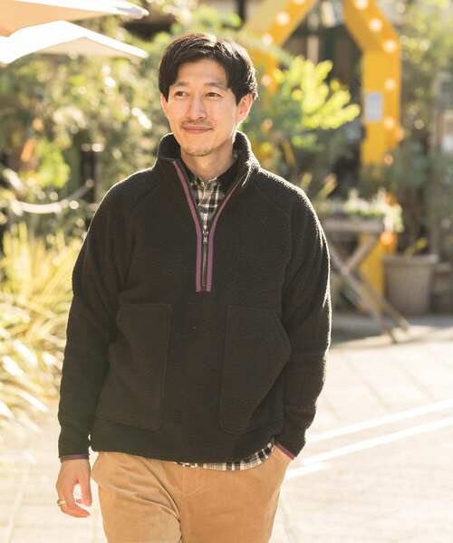 ITEMS URBANRESEARCH(アイテムズ アーバンリサーチ)の「フリース ハーフZIPハイネックプルオーバー(その他トップス・メンズ・ブラック/オフホワイト/グリーン・MEDIUM/LARGE)」の3枚目の写真