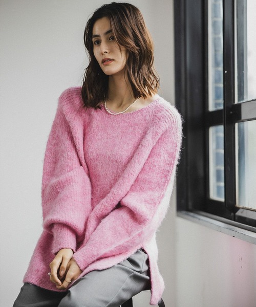 LEPSIM（レプシィム）の「5ゲージモヘヤコンボートネックニットプルオーバー　176586（ニット/セーター・レディース・ライトブルー/ピンク/モカ・FREE）」の3枚目の写真