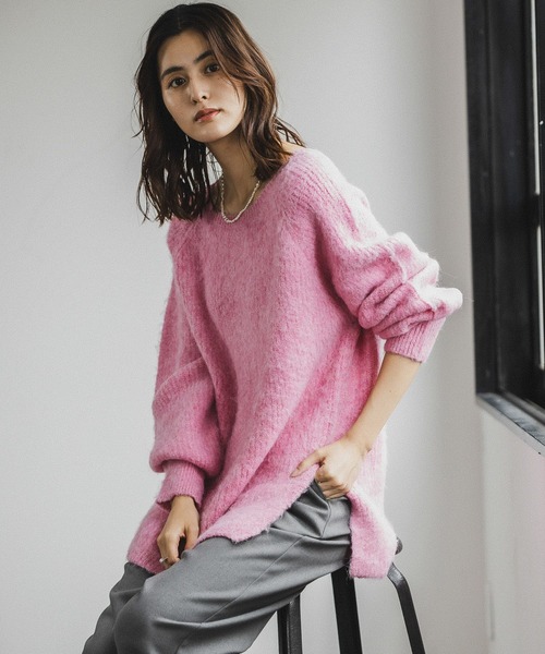 LEPSIM（レプシィム）の「5ゲージモヘヤコンボートネックニットプルオーバー　176586（ニット/セーター・レディース・ライトブルー/ピンク/モカ・FREE）」の14枚目の写真