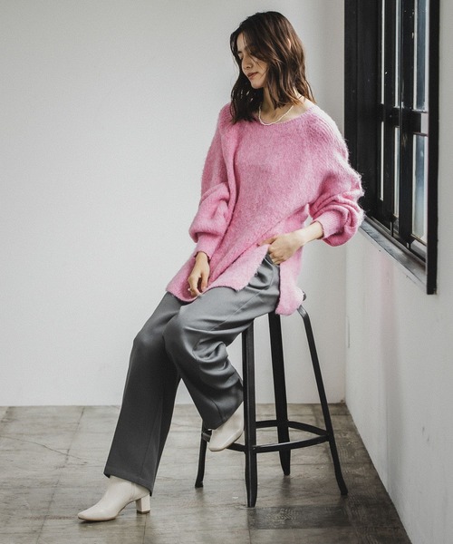 LEPSIM（レプシィム）の「5ゲージモヘヤコンボートネックニットプルオーバー　176586（ニット/セーター・レディース・ライトブルー/ピンク/モカ・FREE）」の17枚目の写真