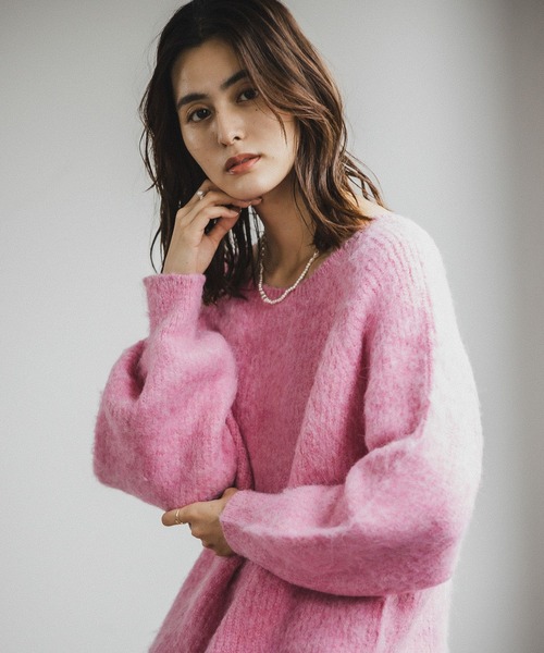 LEPSIM（レプシィム）の「5ゲージモヘヤコンボートネックニットプルオーバー　176586（ニット/セーター・レディース・ライトブルー/ピンク/モカ・FREE）」の20枚目の写真