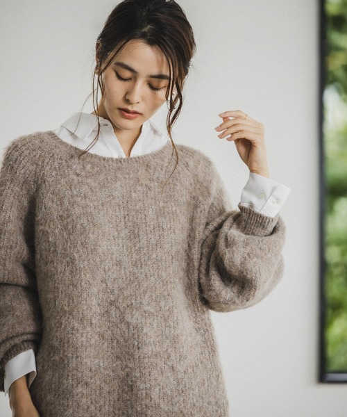 LEPSIM（レプシィム）の「5ゲージモヘヤコンボートネックニットプルオーバー　176586（ニット/セーター・レディース・ライトブルー/ピンク/モカ・FREE）」の13枚目の写真