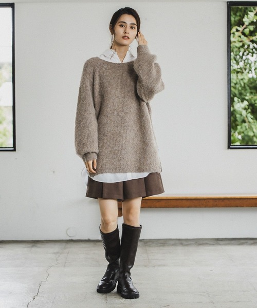 LEPSIM（レプシィム）の「5ゲージモヘヤコンボートネックニットプルオーバー　176586（ニット/セーター・レディース・ライトブルー/ピンク/モカ・FREE）」の5枚目の写真