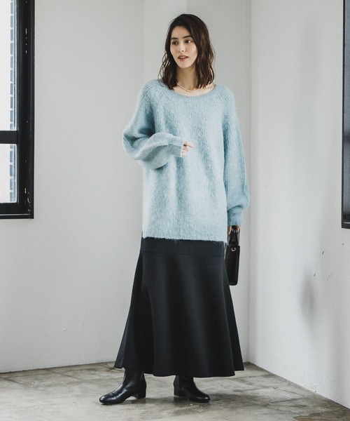 LEPSIM（レプシィム）の「5ゲージモヘヤコンボートネックニットプルオーバー　176586（ニット/セーター・レディース・ライトブルー/ピンク/モカ・FREE）」の8枚目の写真