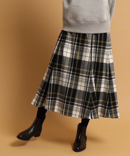 デッサン Dessin 起毛チェックスカート（XS?L） （ブルー(292)） Dessin（デッサン）の「洗える起毛チェック柄切替フレアースカート