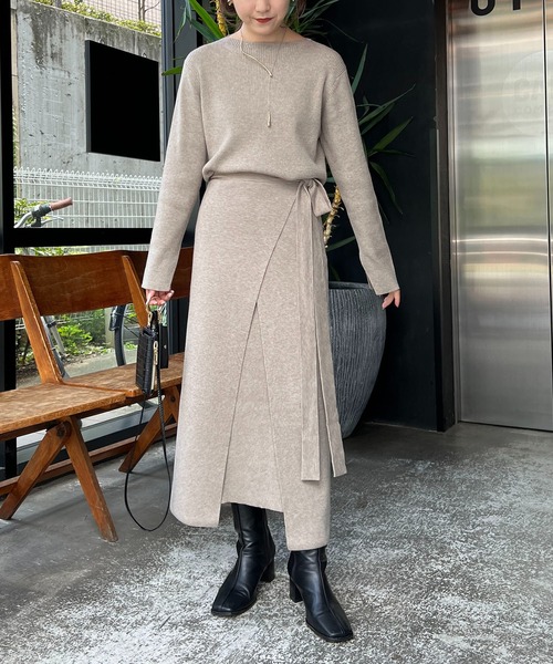 CAPRICIEUX LE'MAGE（カプリシューレマージュ）の「レイヤードニットワンピース（ワンピース・レディース・ブラック/ベージュ・FREE）」の12枚目の写真