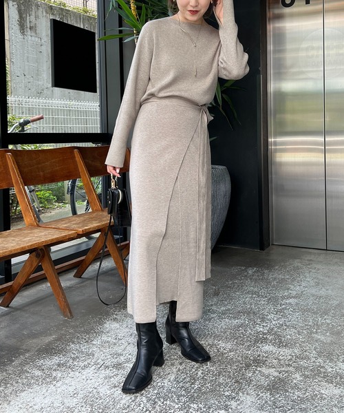 CAPRICIEUX LE'MAGE（カプリシューレマージュ）の「レイヤードニットワンピース（ワンピース・レディース・ブラック/ベージュ・FREE）」の14枚目の写真