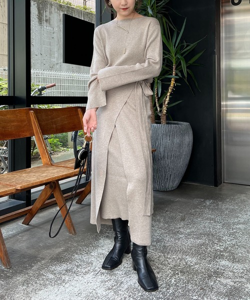 CAPRICIEUX LE'MAGE（カプリシューレマージュ）の「レイヤードニットワンピース（ワンピース・レディース・ブラック/ベージュ・FREE）」の15枚目の写真