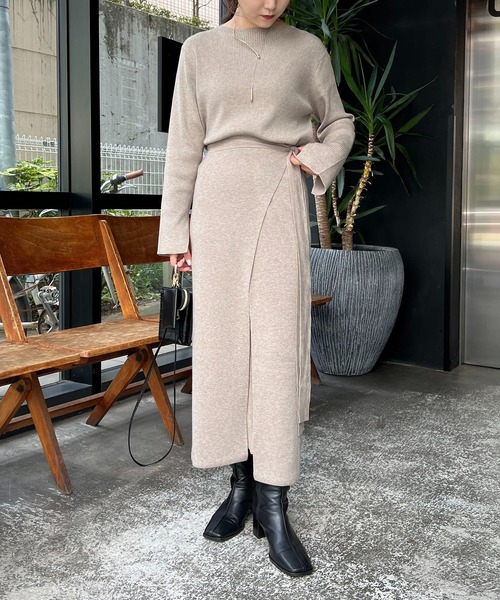 CAPRICIEUX LE'MAGE（カプリシューレマージュ）の「レイヤードニットワンピース（ワンピース・レディース・ブラック/ベージュ・FREE）」の18枚目の写真