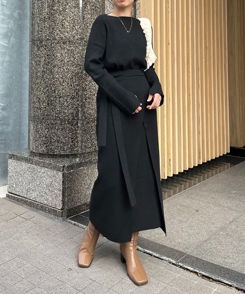 CAPRICIEUX LE'MAGE（カプリシューレマージュ）の「レイヤードニットワンピース（ワンピース・レディース・ブラック/ベージュ・FREE）」の3枚目の写真