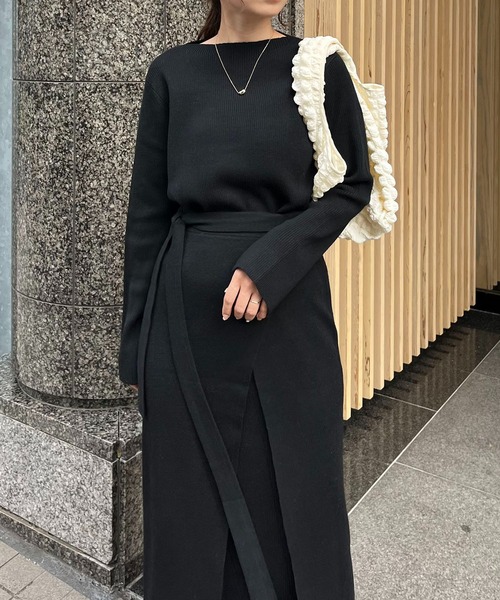 CAPRICIEUX LE'MAGE（カプリシューレマージュ）の「レイヤードニットワンピース（ワンピース・レディース・ブラック/ベージュ・FREE）」の7枚目の写真