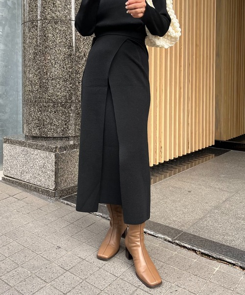 CAPRICIEUX LE'MAGE（カプリシューレマージュ）の「レイヤードニットワンピース（ワンピース・レディース・ブラック/ベージュ・FREE）」の8枚目の写真