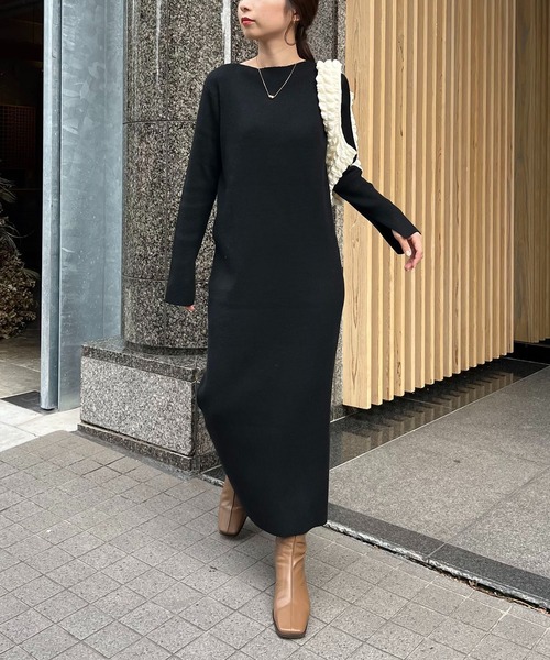 CAPRICIEUX LE'MAGE（カプリシューレマージュ）の「レイヤードニットワンピース（ワンピース・レディース・ブラック/ベージュ・FREE）」の10枚目の写真