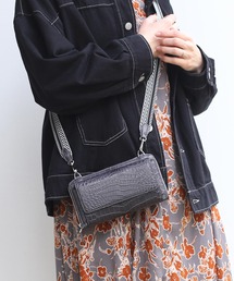 クロコダイルマット2wayポシェットショルダークラッチバッグ