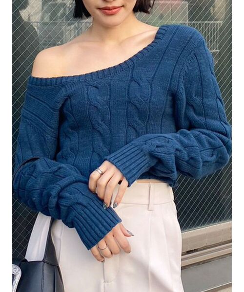 EVRIS（エヴリス）の「クロップドニットカーディガン（カーディガン/ボレロ・レディース・ホワイト/ブラック/オレンジ/ブルー・FREE）」の3枚目の写真