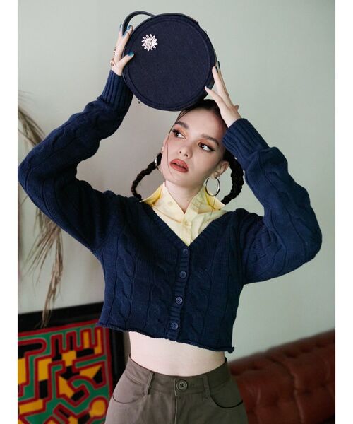 EVRIS（エヴリス）の「クロップドニットカーディガン（カーディガン/ボレロ・レディース・ホワイト/ブラック/オレンジ/ブルー・FREE）」の10枚目の写真