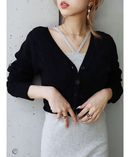 EVRIS（エヴリス）の「クロップドニットカーディガン（カーディガン/ボレロ・レディース・ホワイト/ブラック/オレンジ/ブルー・FREE）」の19枚目の写真