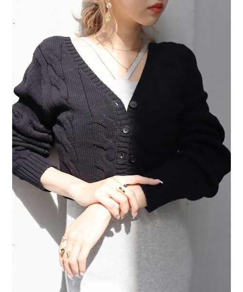 EVRIS（エヴリス）の「クロップドニットカーディガン（カーディガン/ボレロ・レディース・ホワイト/ブラック/オレンジ/ブルー・FREE）」の7枚目の写真