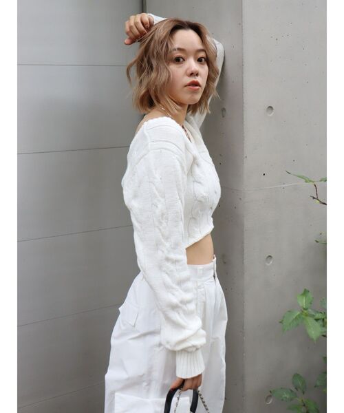 EVRIS（エヴリス）の「クロップドニットカーディガン（カーディガン/ボレロ・レディース・ホワイト/ブラック/オレンジ/ブルー・FREE）」の20枚目の写真