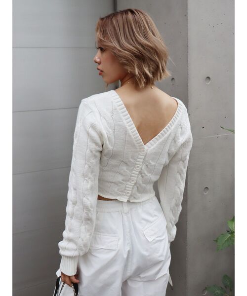 EVRIS（エヴリス）の「クロップドニットカーディガン（カーディガン/ボレロ・レディース・ホワイト/ブラック/オレンジ/ブルー・FREE）」の21枚目の写真