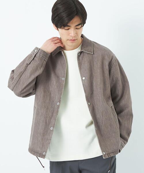 green label relaxing（グリーンレーベルリラクシング）の「VOIL/DENIM コーチジャケット（ブルゾン・メンズ・ブラック/モカ・L/M/XL/S）」の2枚目の写真