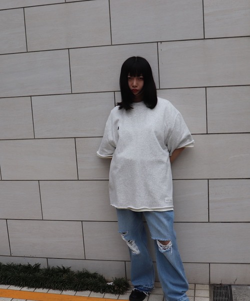 ADAM PATEK(アダムパテック)の「ADAMPATEK / layered damage 裏毛x天竺レイヤードルーズシルエット半袖クルー(アンサンブル・メンズ・ブラック/アッシュグレー・1/2/3)」の20枚目の写真