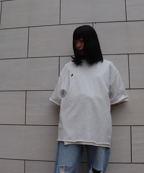 ADAM PATEK(アダムパテック)の「ADAMPATEK / layered damage 裏毛x天竺レイヤードルーズシルエット半袖クルー(アンサンブル・メンズ・ブラック/アッシュグレー・1/2/3)」の21枚目の写真
