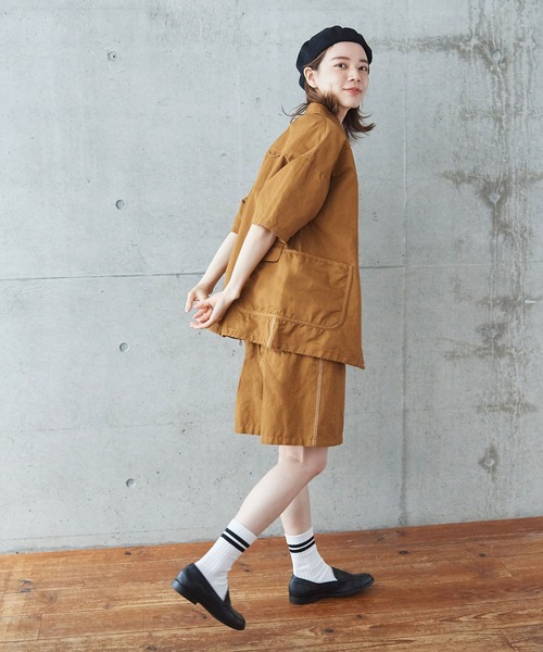 PAR ICI(パーリッシィ)の「コットンリネンカルゼ ショートパンツ(セットアップ対応)(その他パンツ・レディース・ブラウン/ネイビー・FREE)」の20枚目の写真
