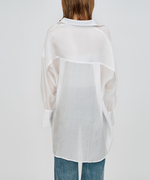 SPIRALGIRL（スパイラルガール）の「アシメギャザーシアーシャツ（シャツ/ブラウス・レディース・ブラック/ホワイト・FREE）」の17枚目の写真