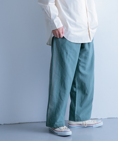 ITEMS URBANRESEARCH(アイテムズ アーバンリサーチ)の「『セットアップ対応』リネン混 刺繍ワイドパンツ(その他パンツ・メンズ・ピンク/カーキ/ブラック・LARGE/MEDIUM)」の6枚目の写真