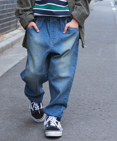 PAIRMANON STREET(ペアマノンストリート)の「【PAIRMANON STREET】【CITY DENIM】上質デニムストレッチテーパードパンツ(デニムパンツ・キッズ・ブルー/ブラック/インディゴブルー・90/100/110/120/130/140/150)」の1枚目の写真
