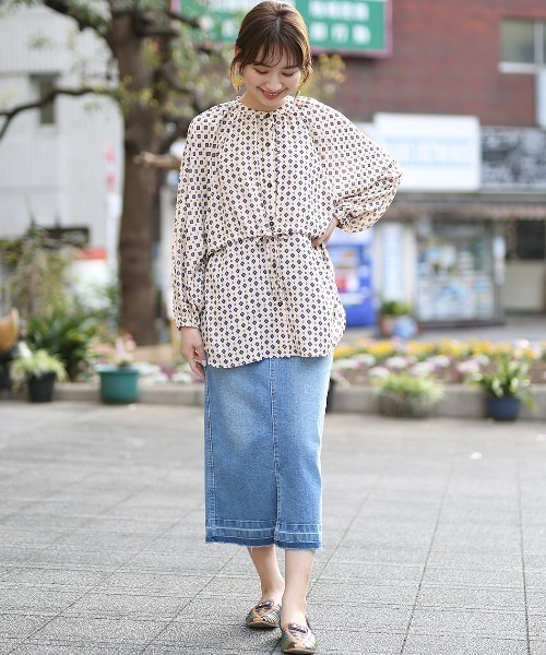 チチカカ（チチカカ）の「モチーフドットプリントチュニックブラウス（シャツ/ブラウス・レディース・ブラウン/ネイビー/ベージュ・FREE）」の6枚目の写真